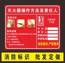 Fire safety signboard Fire extinguisher operation and use method and responsible persons sign affixed warning sign warning sign