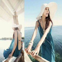Maldives seaside holiday Bohemian long dress bikini hooded sweatshirt sexy open-back beach dress 4203