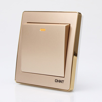 Chint wall one open multi-control 16A switch socket 86 type NEW6D champagne gold one open three control panel