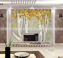 Shanghai art glass TV background wall Entrance background wall partition glass deep carvingGolden tree