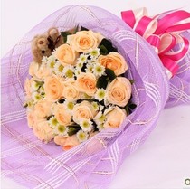 Shanghai Florist Champagne Rose 19 bouquets in the same city distribution birthday wishes lover best friends send flowers