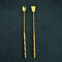 (Farewell to brass)Incense utensils Pure copper incense shovel incense spoon Two-piece incense seal empty smoked agarwood sandalwood