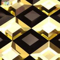 (Linus)5-sided edging black gold mirror Mirror glass mosaic TV background wall wall sticker self-adhesive tile