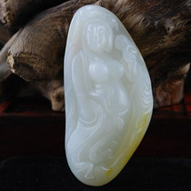 Boutique jade Xinjiang and Tian Yusuzhou Process Sprinkle Gold Peel Seed Stock White Jade Naked Female Pendants