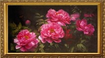 Living room painting DMC cross stitch kit mixed color embroidery oil painting peony flower