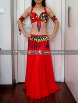 Belly dance performance is served with great red peacock east and south flying in order to make a new product optional color