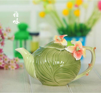 Enamel porcelain banana teapot set tea set wedding gift fashion tea set household flange coffee pot