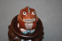 60s copper tire pinching gold-plated special-shaped old cloisonne frog three-dimensional pendulum tank box