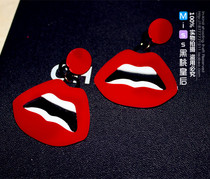European and American fashion nightclub exaggerated large earrings fluorescent earrings earrings sexy lips earrings Korean retro