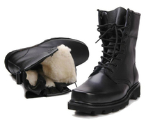 Martin Boots Male High Help Winter Plus Thickening Tooling Military Hook Shoes Men Genuine Leather Warm Locomotive Snowy Leather Boots