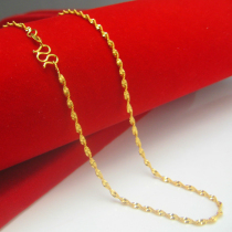 Gold necklace womens 999 pure gold bridal wedding jewelry 24K gold water ripple chain clavicle chain thickness
