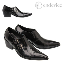 Japanese original single pointed toe high-heeled mens leather shoes black business casual heightened mens leather shoes hairdressers leather shoes