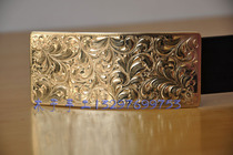 Belt buckle solid brass waistband head hand carved tangcao pattern inner diameter 40 suitable for vegetable tanned Tochigi saddle leather