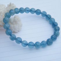 Water jade ice natural sea blue treasure bracelet Hailan gems hand string color blue body through men and women in kind