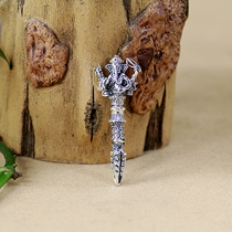 Nepal sterling silver handmade Vajra Pestle Diamond prong collar necklace pendant amulet-2