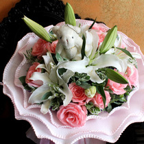 Shanghai flowers express love birthday wishes flowers Rose lily mix and match bouquet city flower shop orders flowers to send flowers