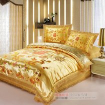 Wedding bedding dragon and phoenix hundred figure four-piece set of big red silk satin wedding quilt cover home textile bedding gold