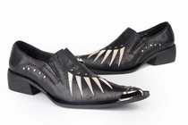 British fashion pointed toe iron toe mens leather shoes casual dating show catwalk show fashion shoes mens leather shoes