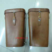 Czech 12x telescope leather box Old leather goods optical accessories War film and television props Retro bag Jun leather