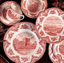 Exit original single European style red castle Western dinner plate breakfast plate bowl cake plate gift housewarming afternoon tea