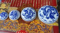 Jingdezhen ceramic culture porcelain blue and white Double Dragon ink paste stationery ceramic small pen holder printing clay box small gift