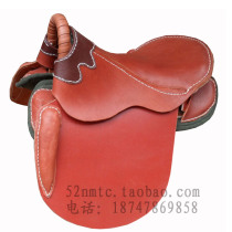 Pure leather Mongolian saddle harness leather red and yellow tourist saddle with full set of accessories saddle