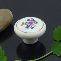 German Hongying ceramic pattern with gold ring cabinet door drawer handle Chinese pastoral ceramic furniture small handle