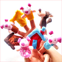 Three little pigs Toddler hand puppet 3 Little pigs Classic story Finger puppet Big Bad wolf grass house creative doll