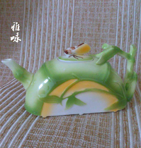 Enamel porcelain bamboo pot office birthday travel suit tea set teapot wedding flange porcelain