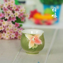 Enamel porcelain Canna double teacup tea set tea set wedding gift fashion flannel porcelain