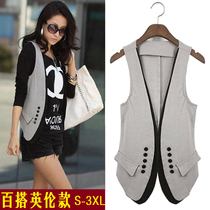 2020 fashion fashion womens Korean version OL small suit vest summer and autumn two-color stitching jacket slim horse clip tide