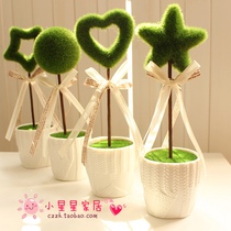Pastoral simulation flocking green plant decoration potted fake flower green plant small set bonsai simulation bonsai ornaments