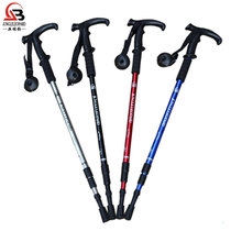 Jungle Panther Outdoor Authentic 3-Section T-hand Aluminum Alloy Climbing Staff Hiking Cane Climbing Walking Mountaineering Cane