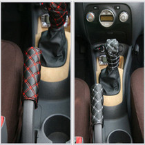 smart handbrake gear set Car decoration automatic manual gear set Car interior 2 sets red line set