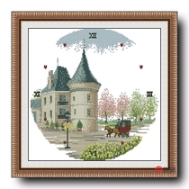 Precision printing *DMC cross stitch kit * castle clock face (ZB0085)