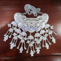 Miao and Dong ethnic minority clothing silver accessories performance clothing womens long life lock hanging chest lock 151