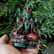 Nepal hand-painted green mother wipe the Buddha statue Green female portrait height 12cm