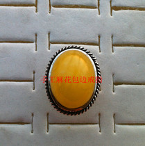 Processing custom-made hand twist edging silver ring amber beeswax special can also be platinum or plain silver