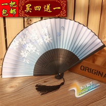 Send fan box fan hand-painted women's fan pink craft fan gift fan silk fan silk fan overseas wedding red custom-made