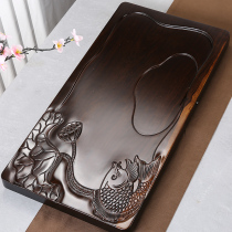 Porcelain Hengtang ebony whole flat solid wood tea tray Kung Fu tea sea large household tea table tea house tea tray