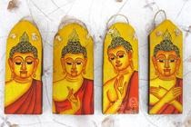 Painted Wood Thai pendant home decoration crafts hand-painted Buddha statue wall decoration really happy shopkeeper recommended national