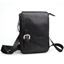 Mens genuine leather single shoulder bag Bull Leather Inclined Cross Small Satchel Multifunction Mobile Phone Pocket Wearing Leather Strap Hanging Bag Sports Mini