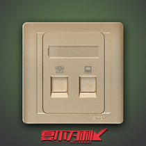 Simon switch socket champagne gold phone computer network Panel Network cable plus telephone line 86 N55229S-56