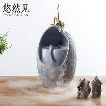 Creative home decoration living room opening office frog fountain running water landscape desktop decoration humidifier