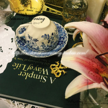 LACESHABBY export to Europe and the United Kingdom luxury brand embossed cobalt blue hand-painted floral porcelain afternoon tea cups and saucers