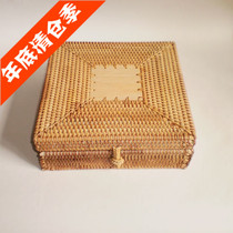 Vietnam imported rattan woven handmade autumn rattan woven bamboo basket Bamboo basket Square large storage Puer tea packaging box