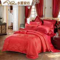 Mercury Home Textile Cotton wedding eight-piece tribute satin jacquard big red cotton wedding double bed 8-piece set