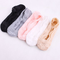 Summer ladies invisible socks women Korea lace shallow mouth boat socks silicone non-slip socks solid color cotton socks thin