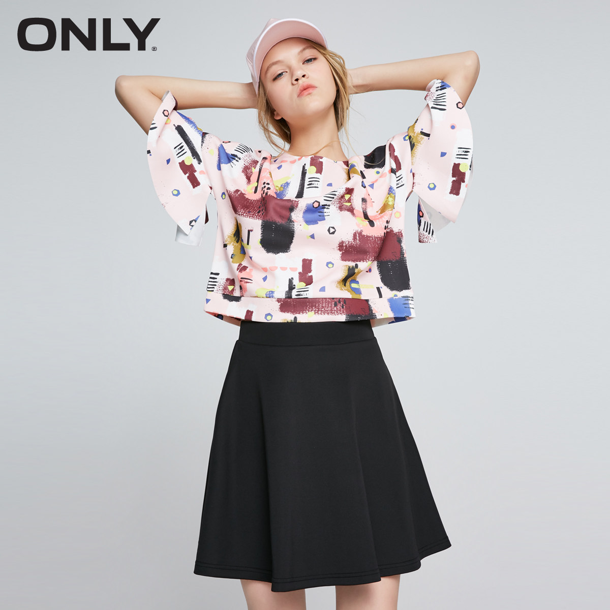 去购买 only2017夏季新品荷叶袖宽松分身连衣裙两件套女|117161525