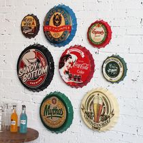 Retro wall hanging beer bottle cap bar wall cafe pendant hanging wall decoration Iron Painting